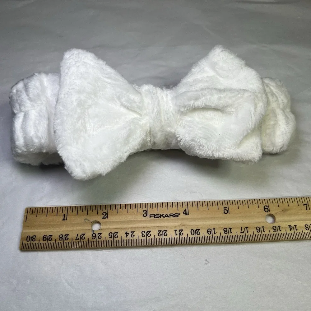 Set Of 5 SPA Headbands White Soft Makeup Headband Fleece Bow Face Wash for Women